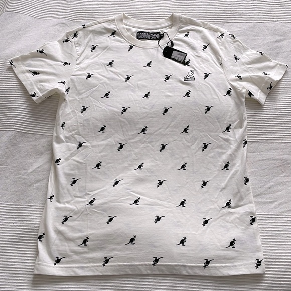 KANGOL All Over Print Off White Combo T-Shirt Size Small - Picture 1 of 7